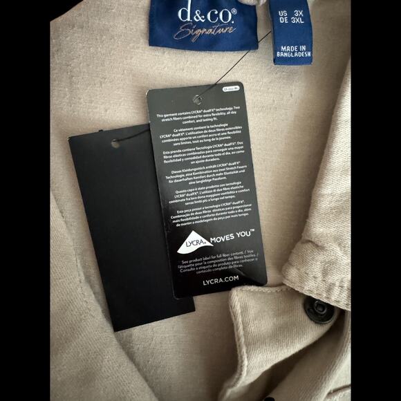 Denim & Co. Signature Color Perfect Flex Denim Jacket Stone Kacki 3X - Picture 13 of 15